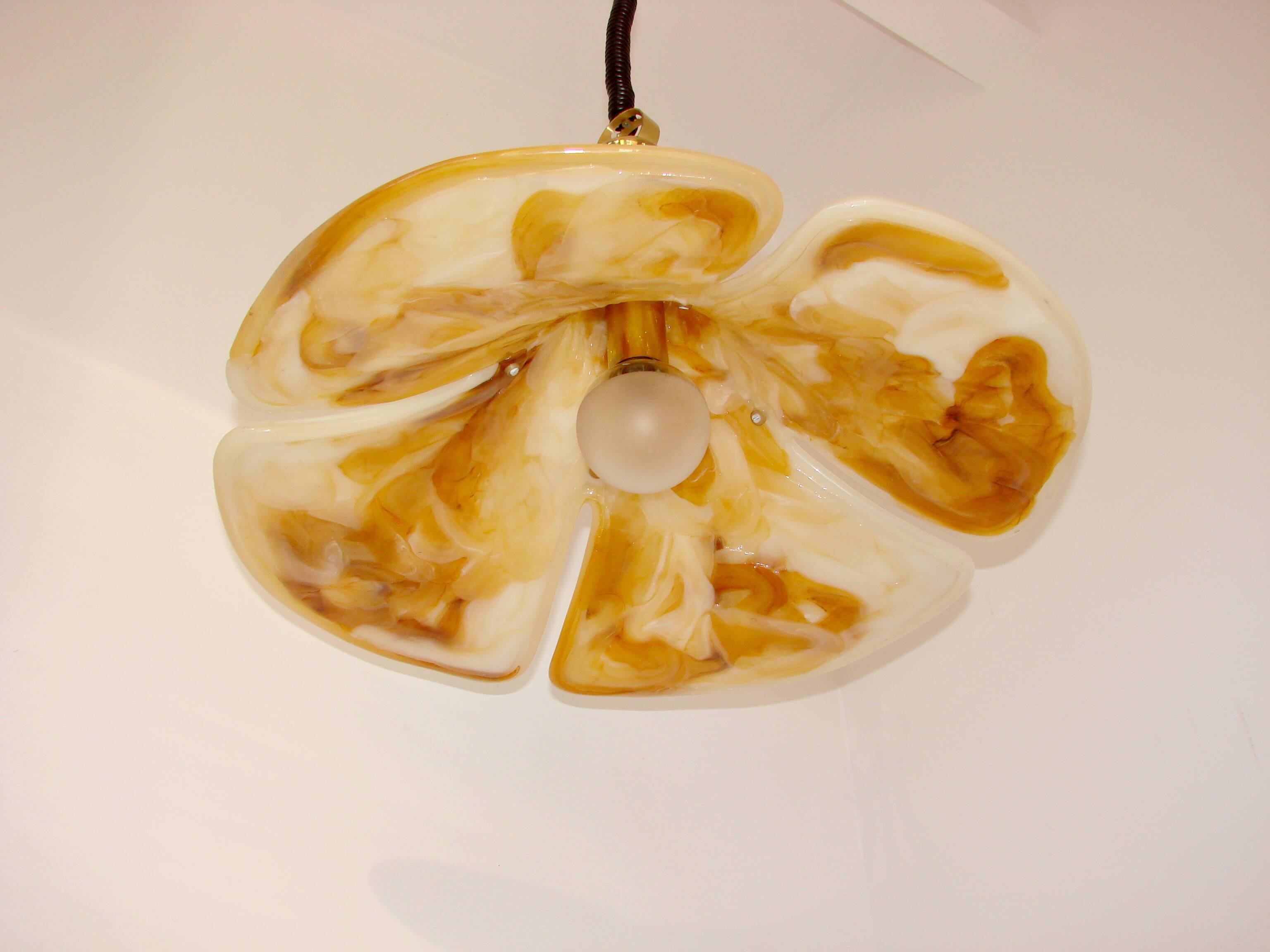 Tulip Cosack pendant lamp, 1970s, brass, 60 cm, E27