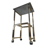 Side Table 1970s smoked glass/gold/wheels