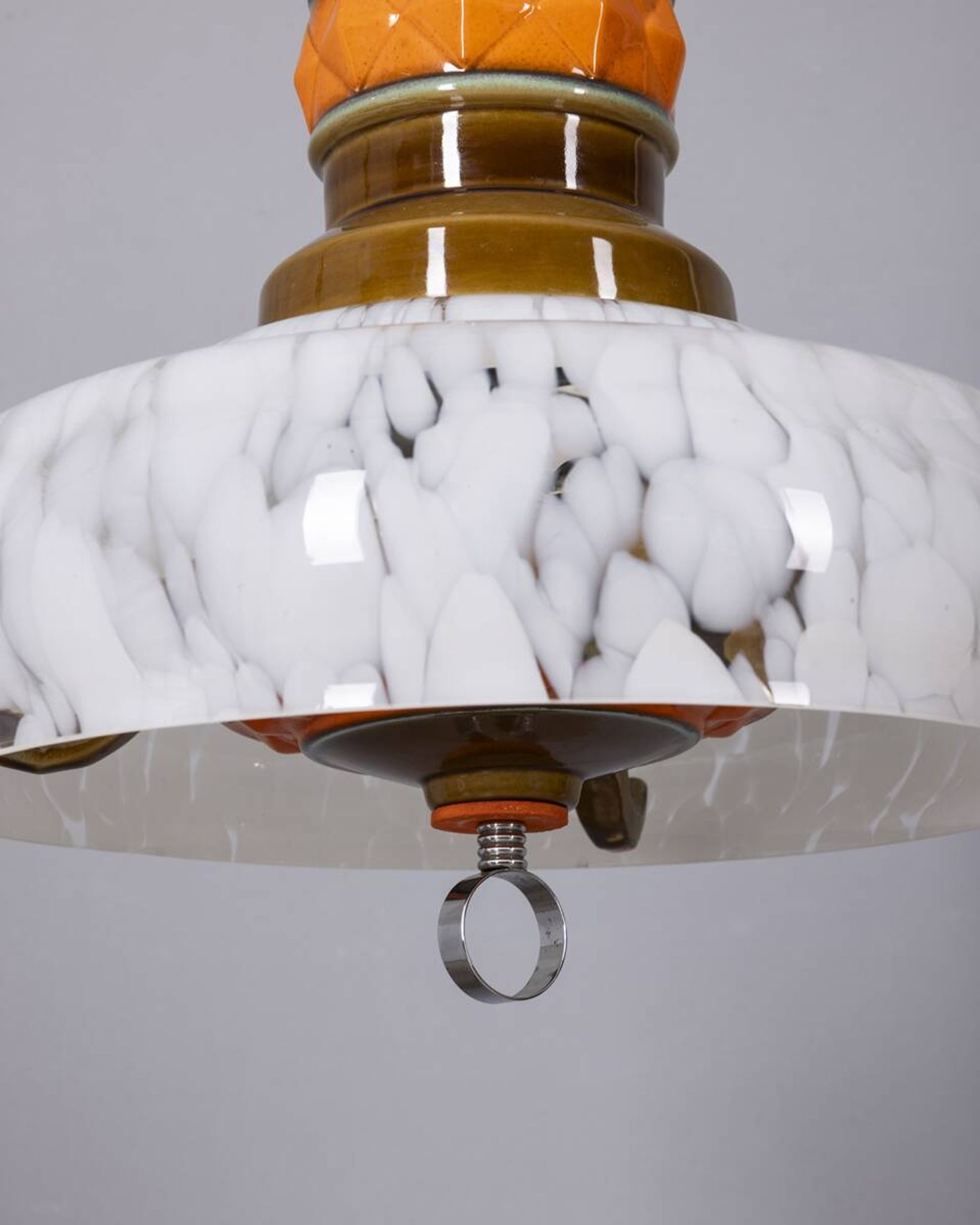 Vintage 1960s Italian design ceramic and glass chandelier