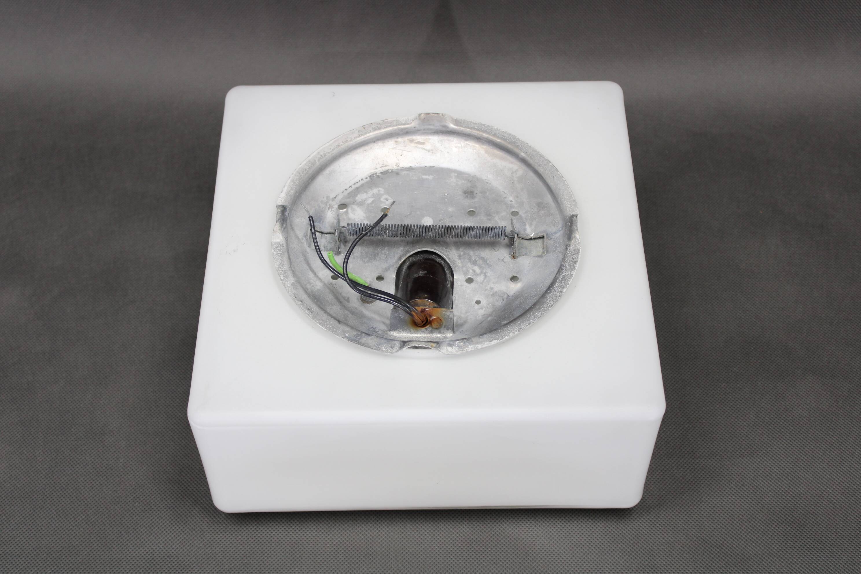 1970s Milky Glass Square Ceiling Light, Czechoslovakia