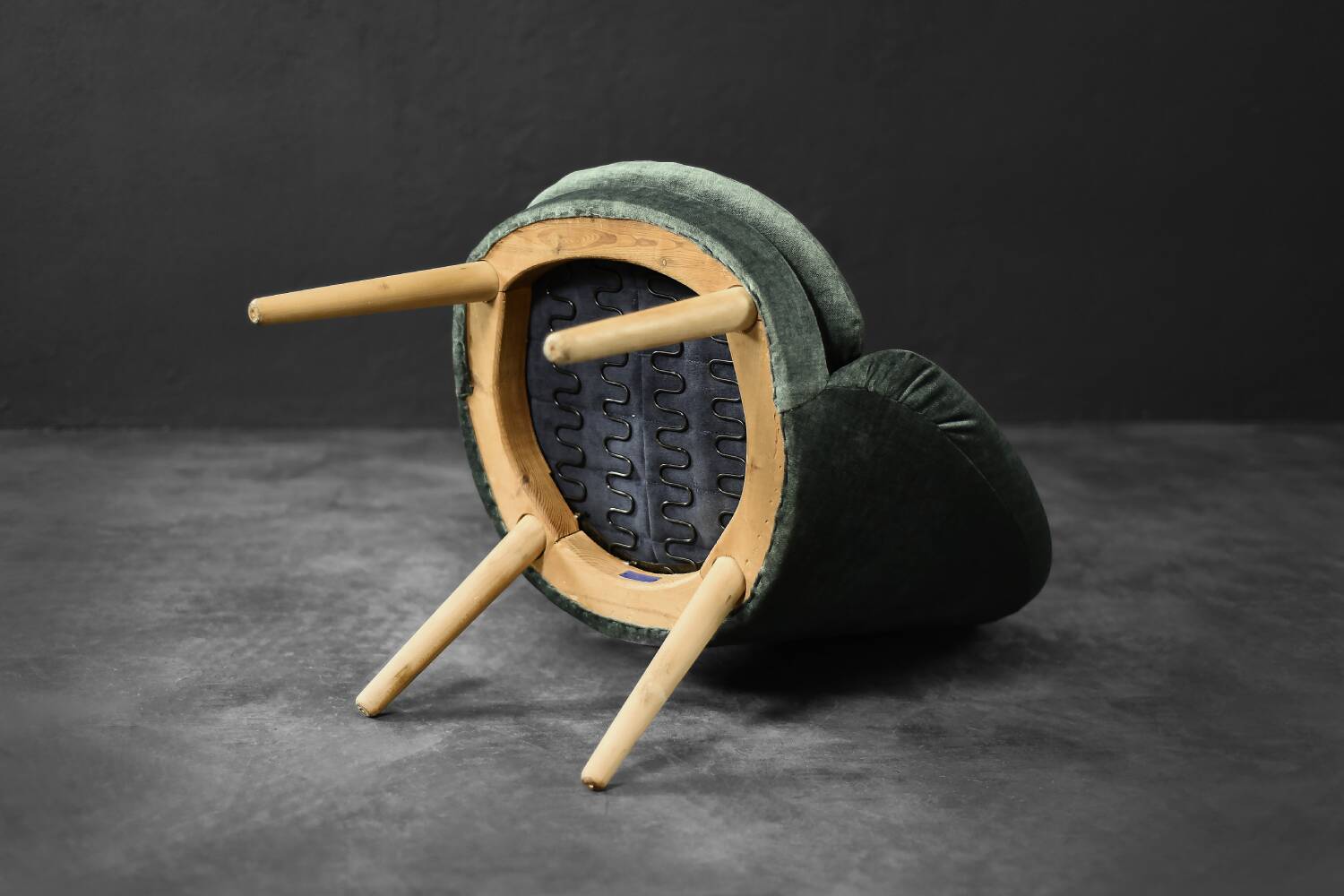 Danish armchair in beech and velvet by Ejvind A. Johansson for Godtfred H. Petersen, 1950-60.