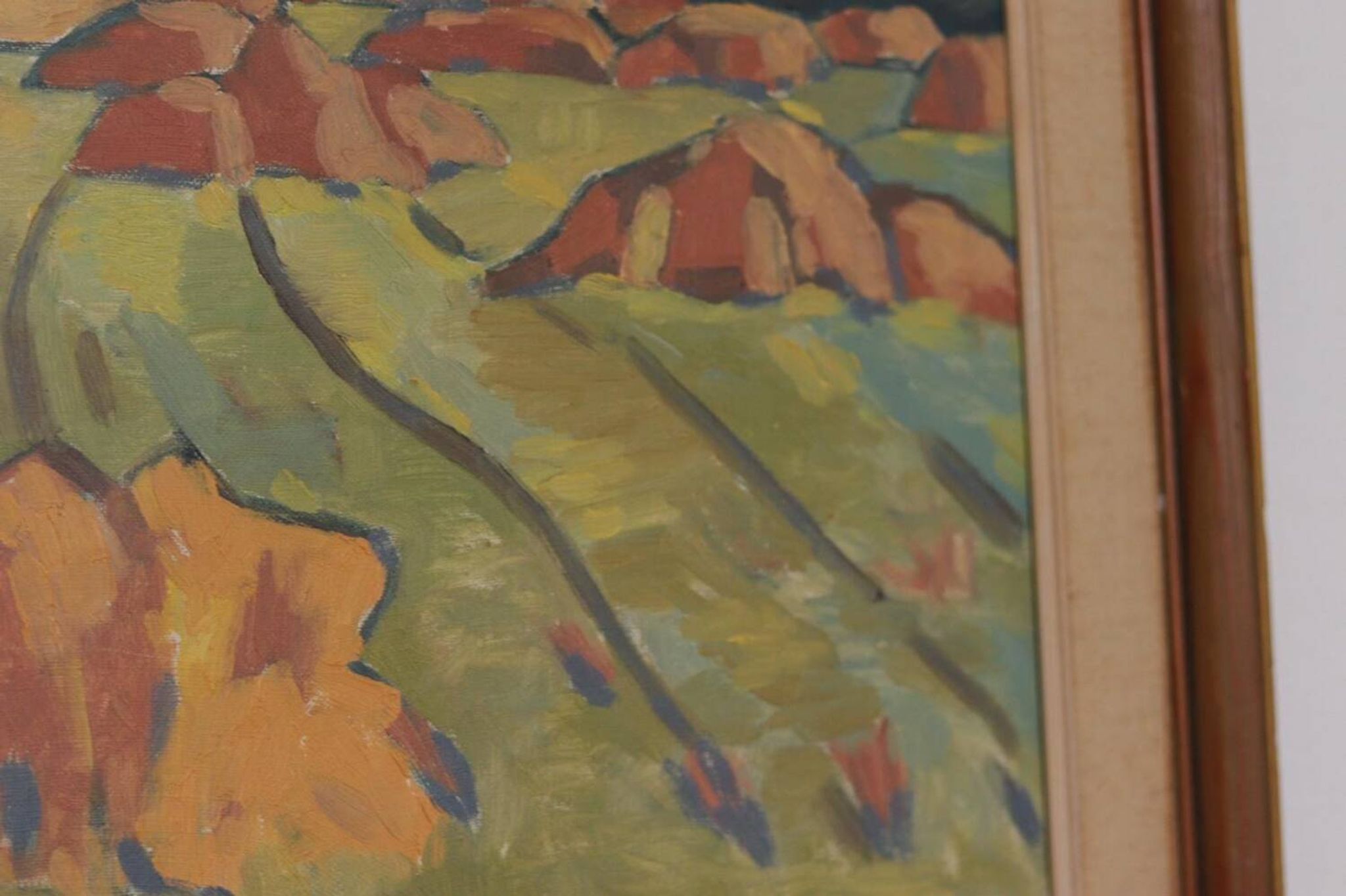 Huile sur toile originale suédoise – “Landskap” – Vintage et encadrée