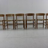 Ensemble de six chaises à repas en chêne par Borge Mogensen