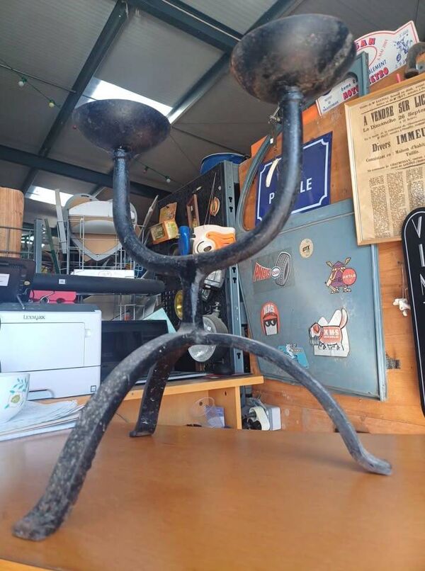 Chandelier brutaliste fer forgé