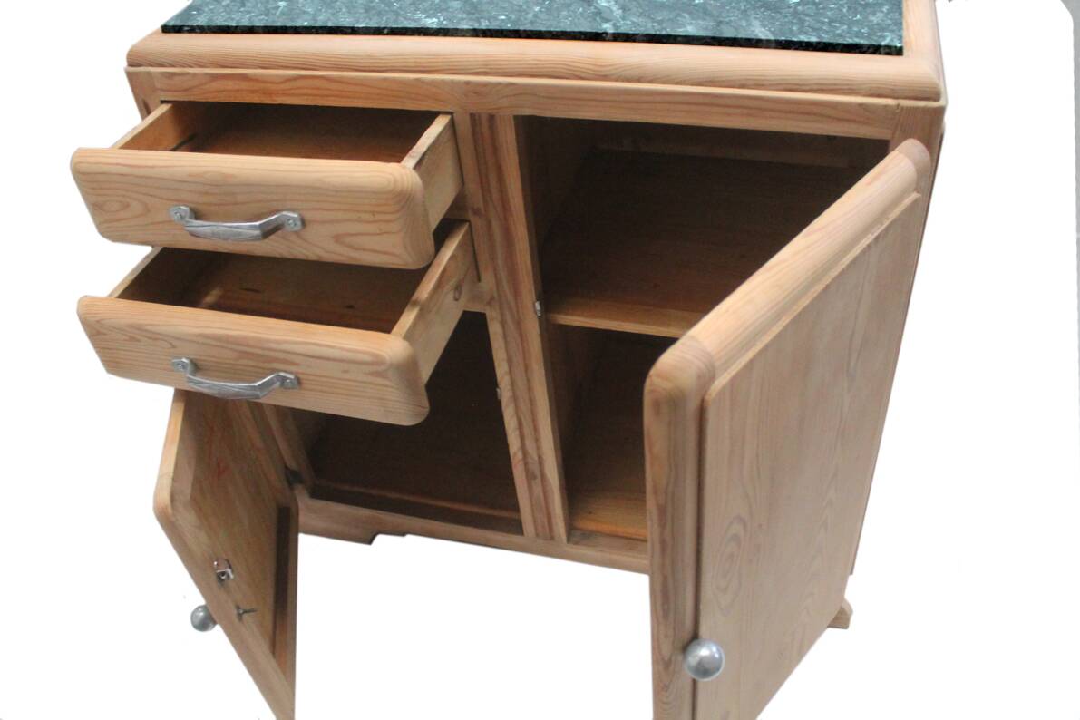 Low mado buffet, marble top, sanded