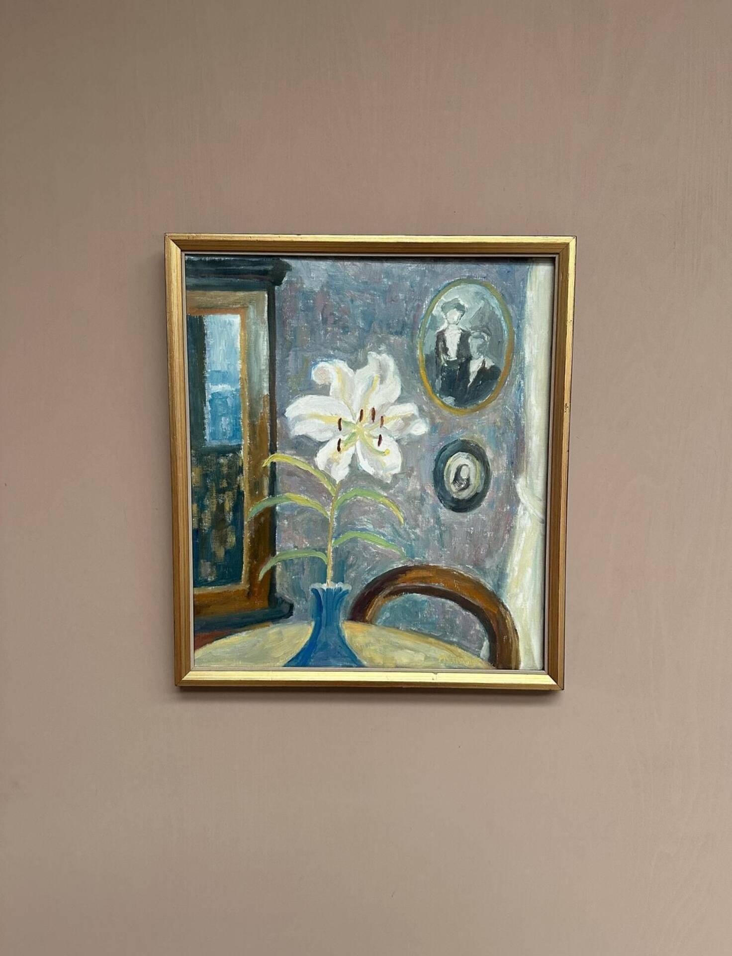 Swedish Oil on Panel – “The White Lily” by M. Niklas (May Nicklasson)