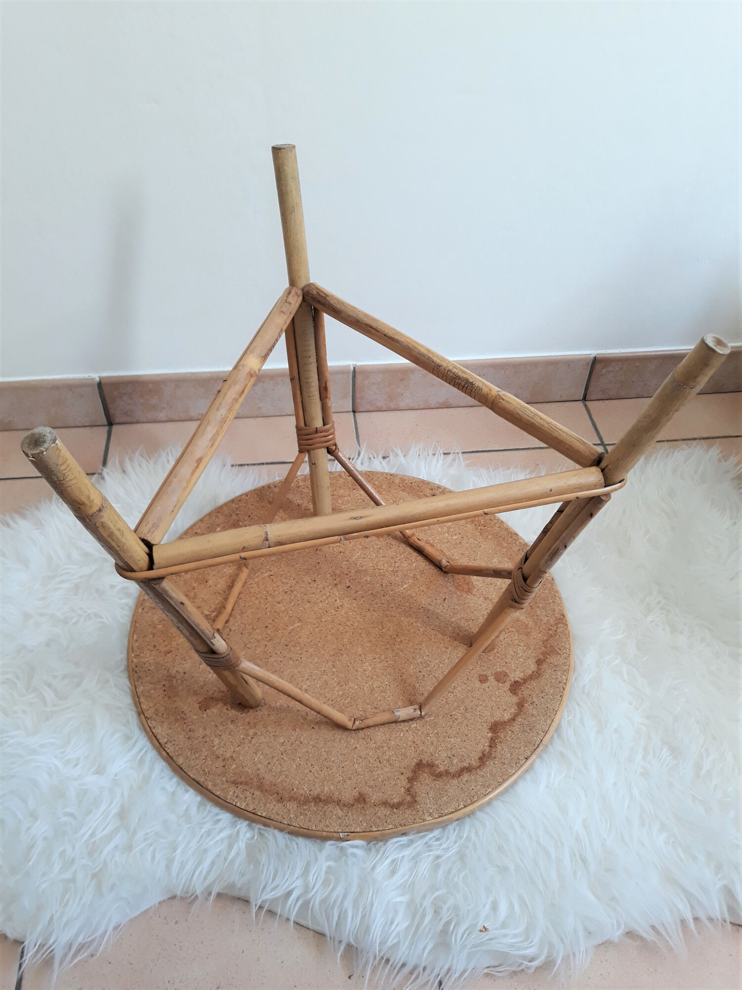 Table en rotin vintage 1960
