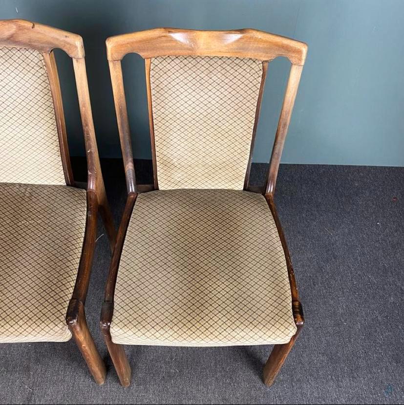 Set of 4 vintage wooden dining chairs 60s