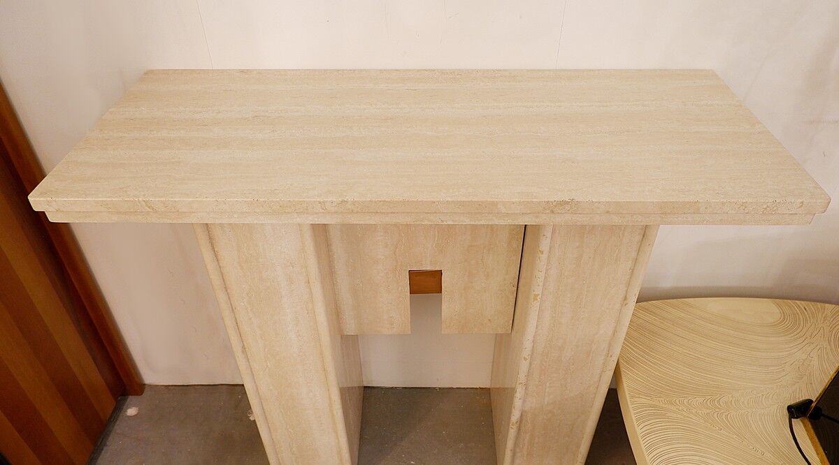 Console in travertine, 1970s