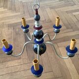 Baroque vintage chandelier 5 branches wood + metal