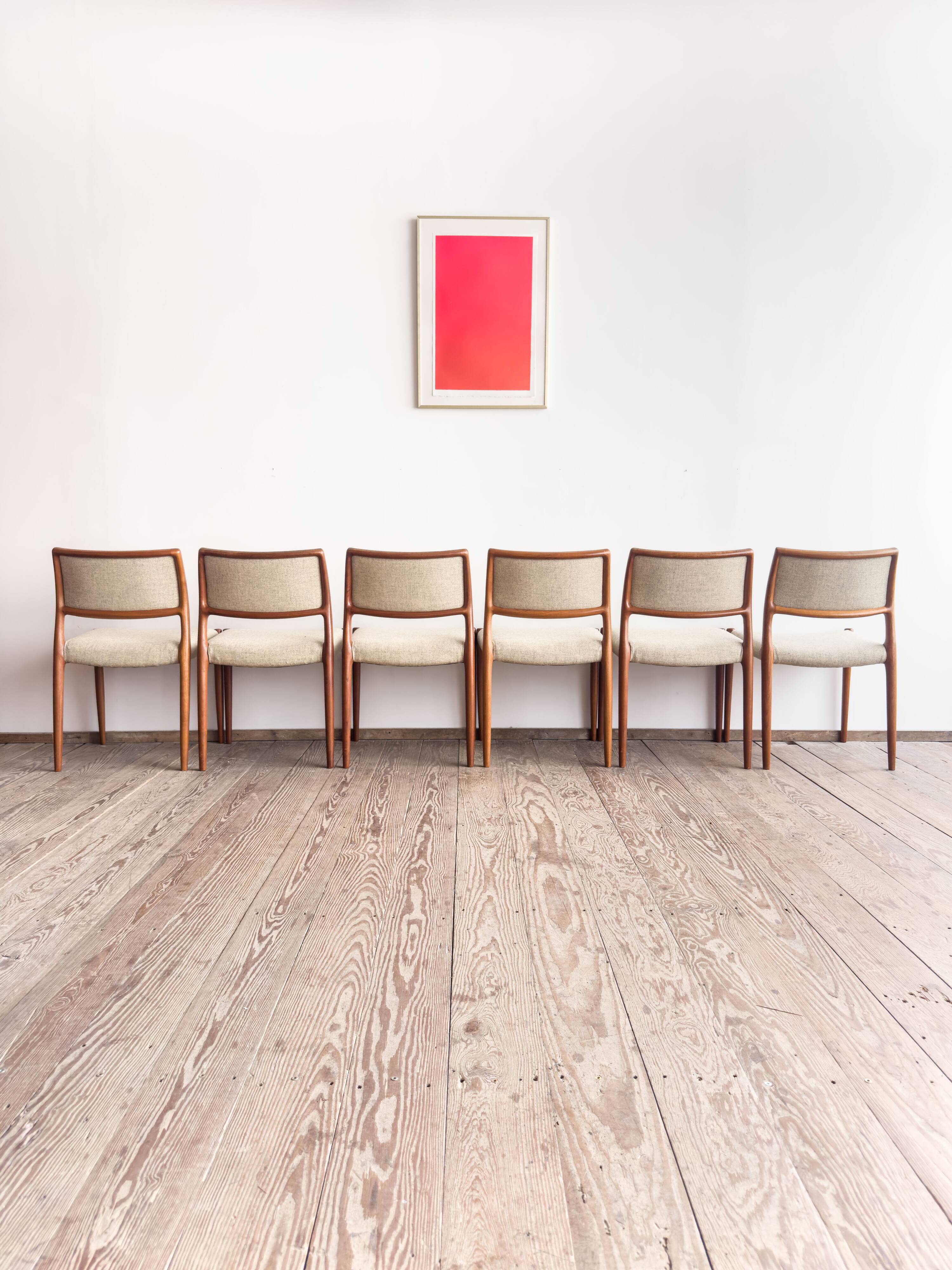 Set of 6 chairs #80 in teak by Niels O. Møller, JL Moller, Mid Century