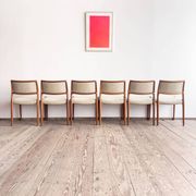 Set of 6 chairs #80 in teak by Niels O. Møller, JL Moller, Mid Century