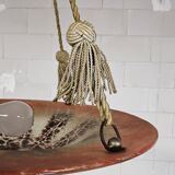 Antique orange German Art Deco WMF Ikora glass pendant lamp 1930