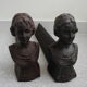 Paire chenets anciens fonte "roses de mai" cheminée antique andirons