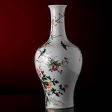 Vase d'appréciation en porcelaine Rose de Style dynastie Qing, Motif d'oiseau et de fleur, artisanat classique