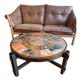 Sale Roger Capron Coffee Table ceramic, porcelain and earthenware, wooden legs - Herbier collection
