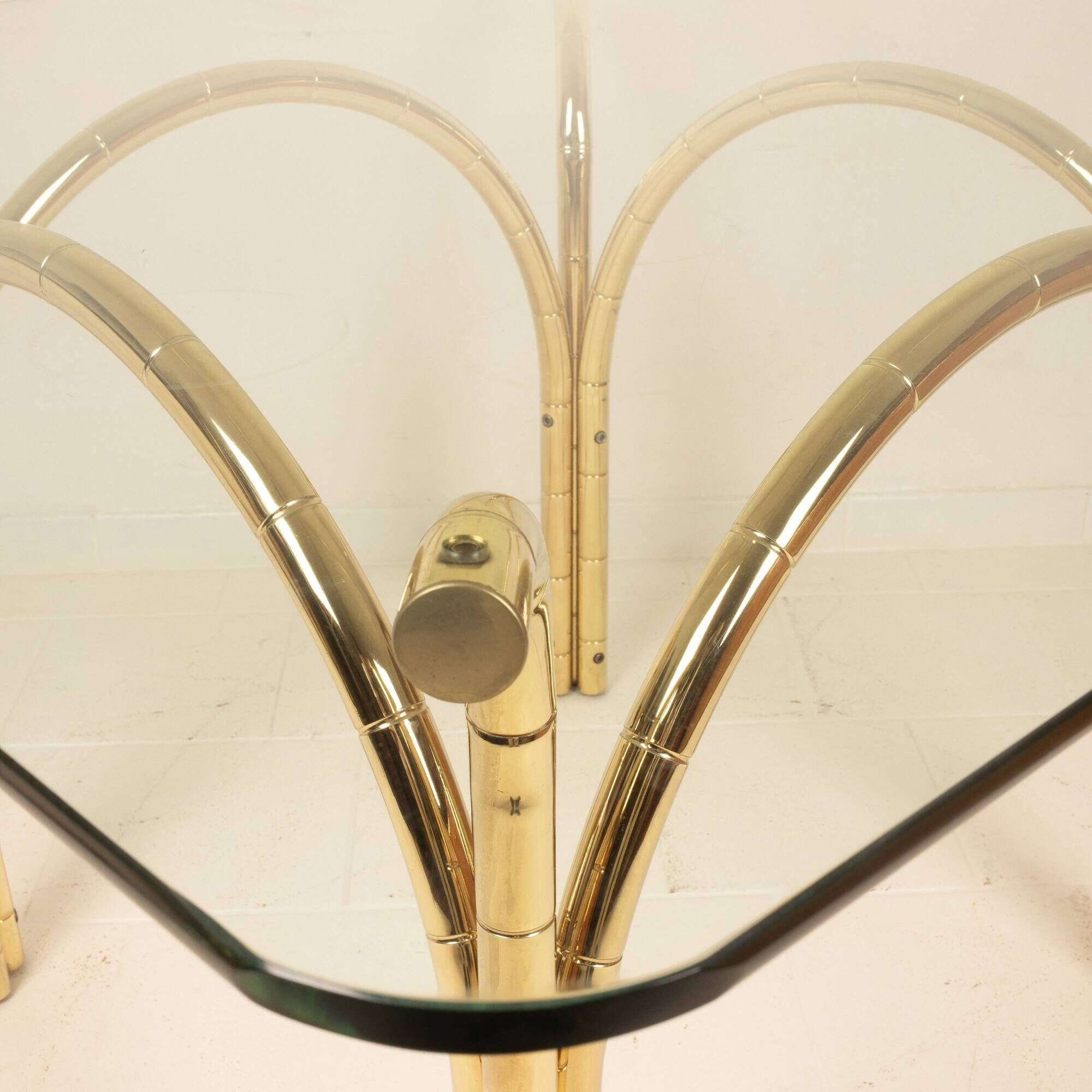 Glass and Brass Table, Italian Manufacture, 1970