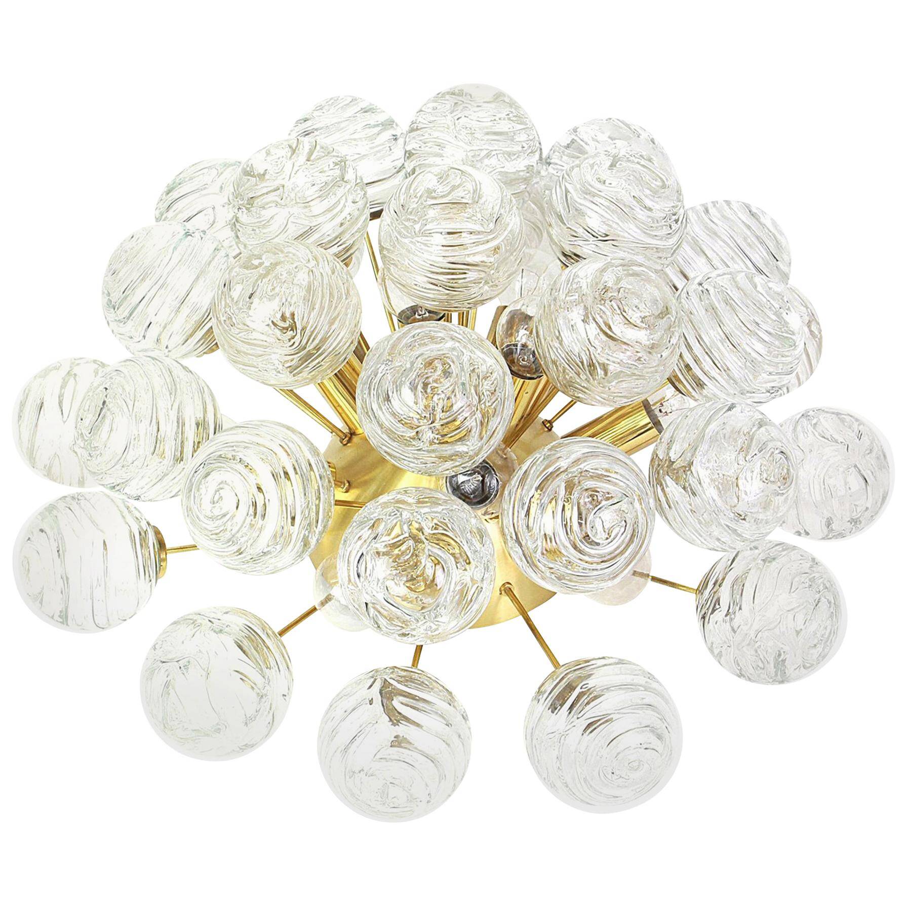 Spectacular Sputnik Ceiling Light with Snowball Glass by Doria, Germany, 1970s