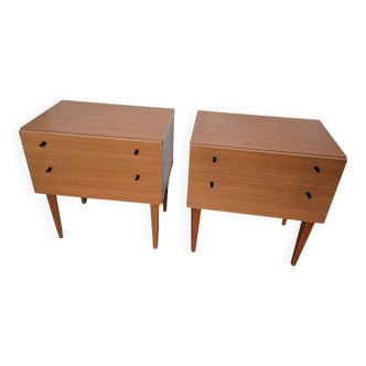 Pair of Scandinavian teak bedside tables from the 60s