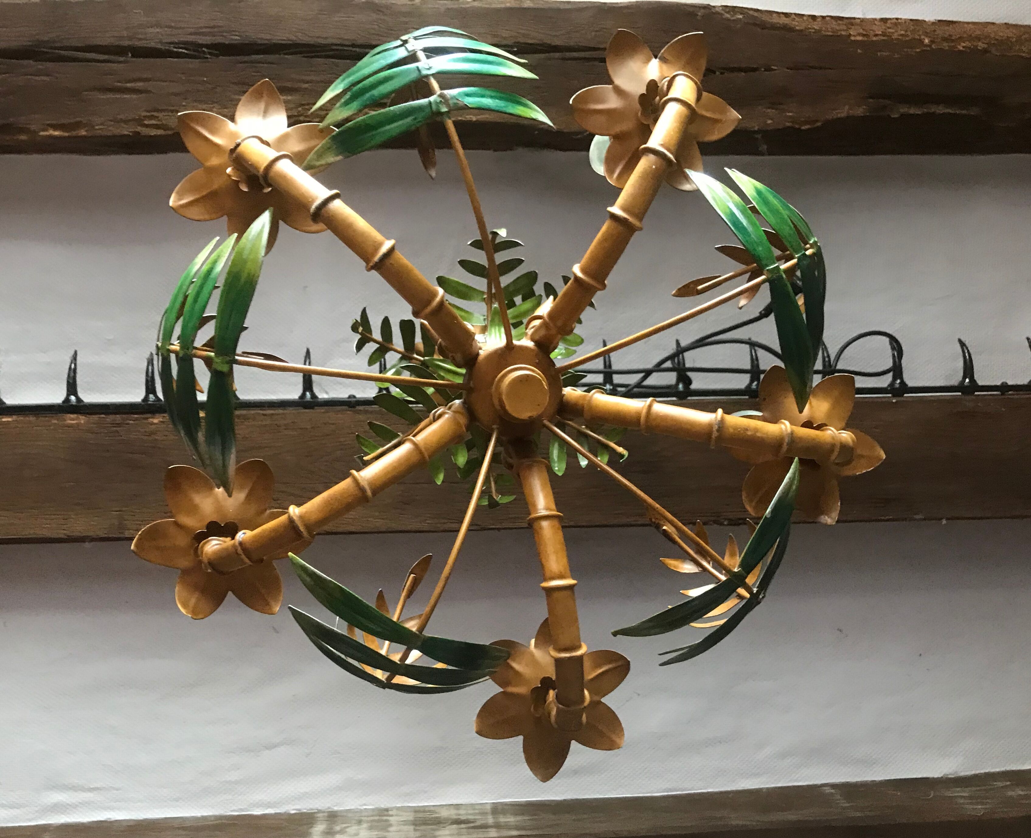 Bamboo-style metal chandelier