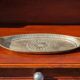 Vintage brass tray, oval tray, tray with handles, engraved tray with floral pattern, tray
