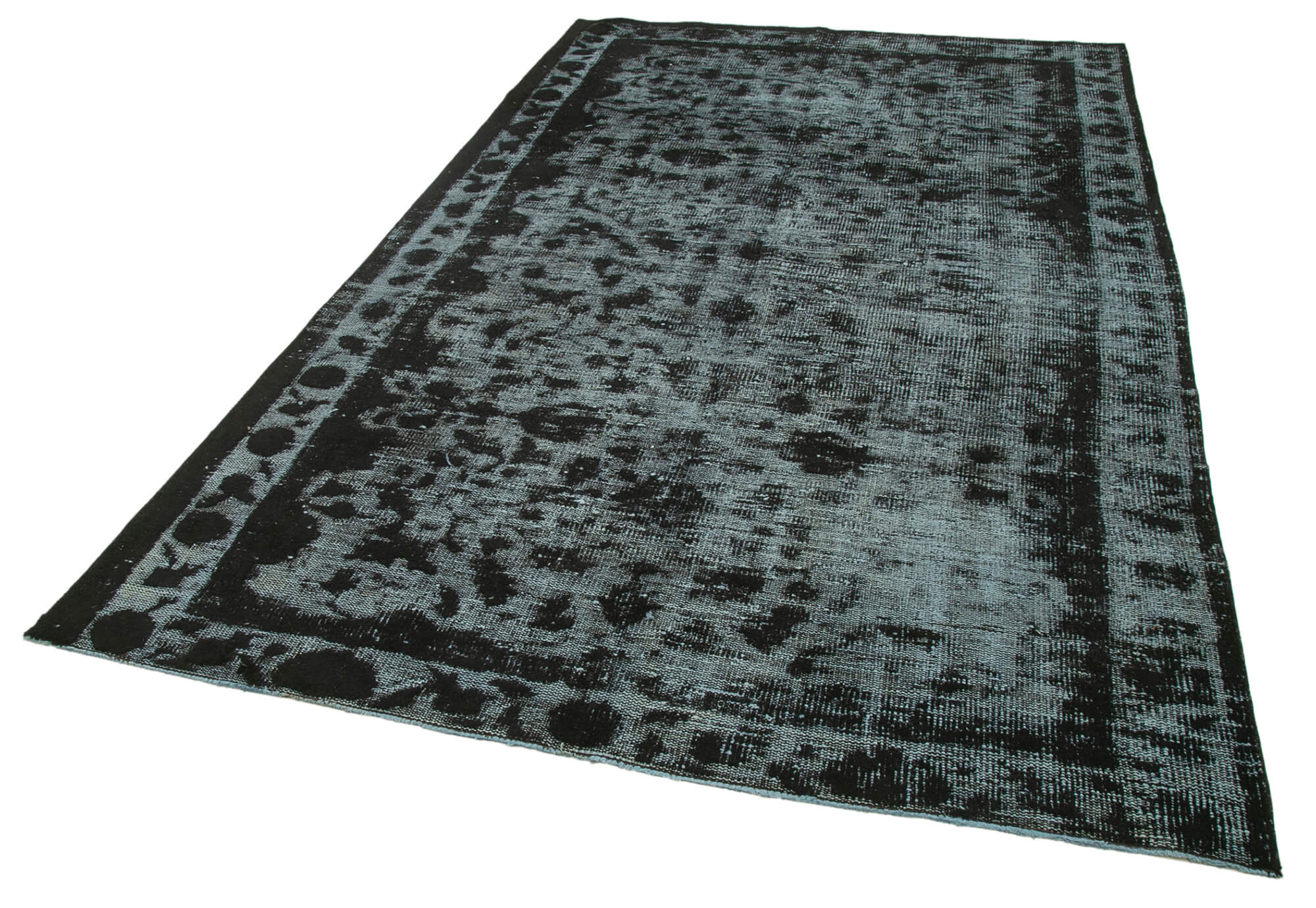 Hand-Knotted Antique Turkish 1980s 177 cm x 278 cm Black Rug