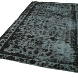 Hand-Knotted Antique Turkish 1980s 177 cm x 278 cm Black Rug