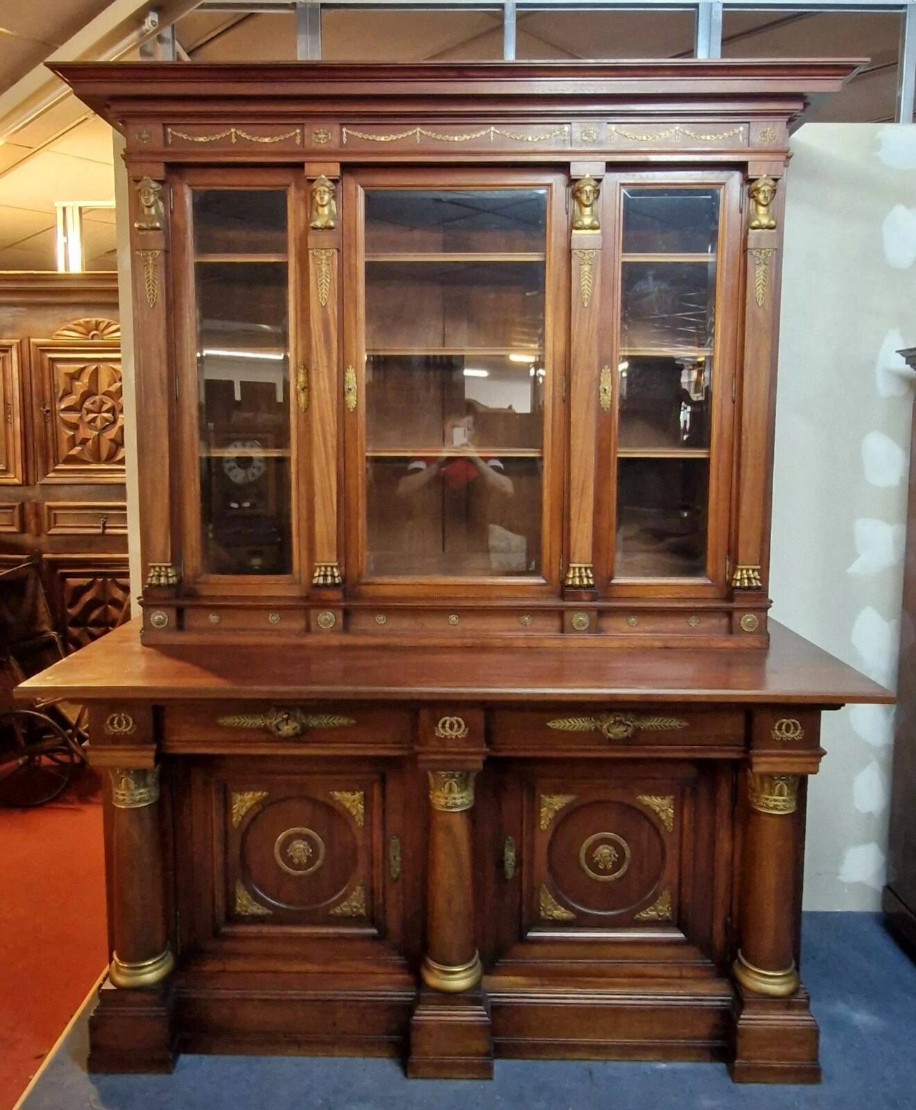 Bibliothéque de parquet style Empire en Acajou vers 1880