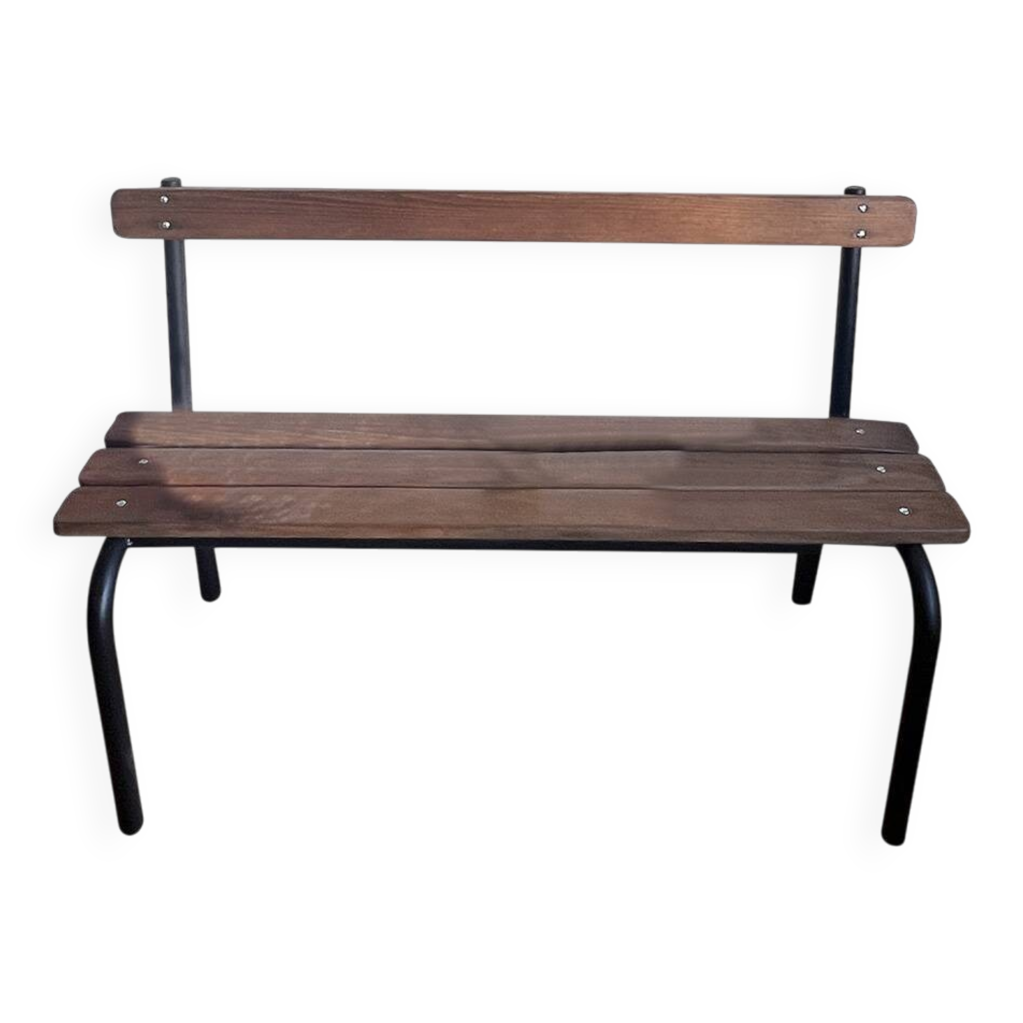 Vintage school bench with backrest