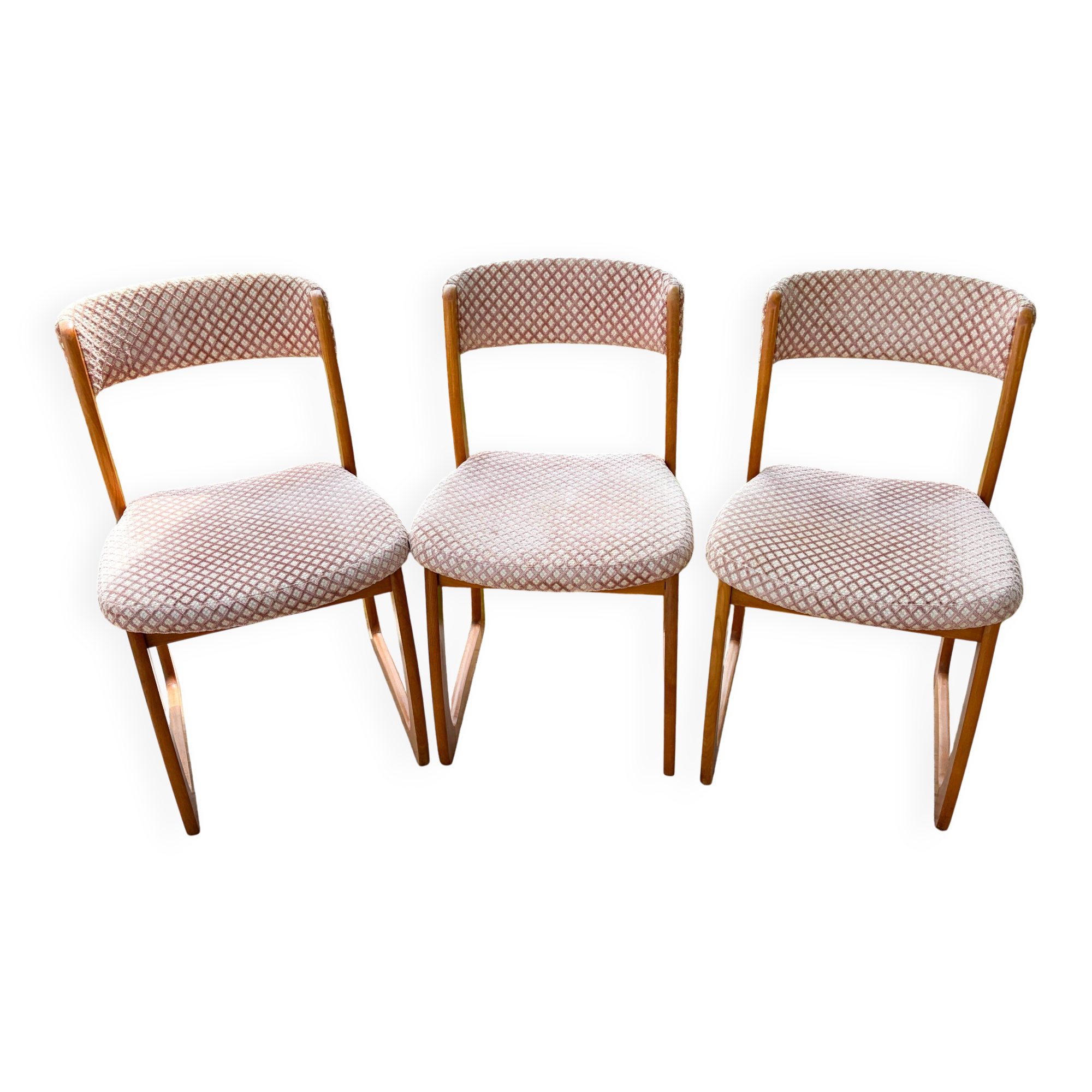 Lot de 3 chaises traineau SELF , dlg de Baumann , 1970'