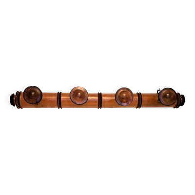 Portemanteau 4 patères ancien en bois imitant le bambou