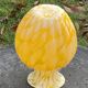 Vase en verre de clichy jaune et blanc, vintage