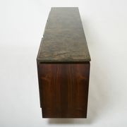 Brutalist Belgian enfilade in rosewood, resin, and brass from around 1970.