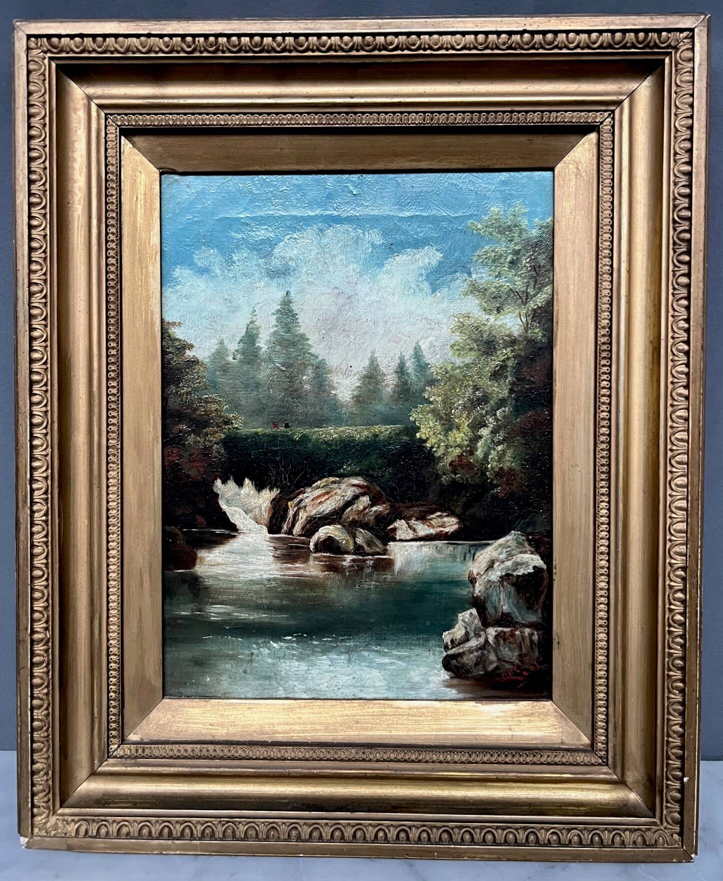 Painting "Ancient landscape". Oil on canvas.