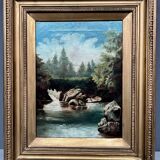 Painting "Ancient landscape". Oil on canvas.