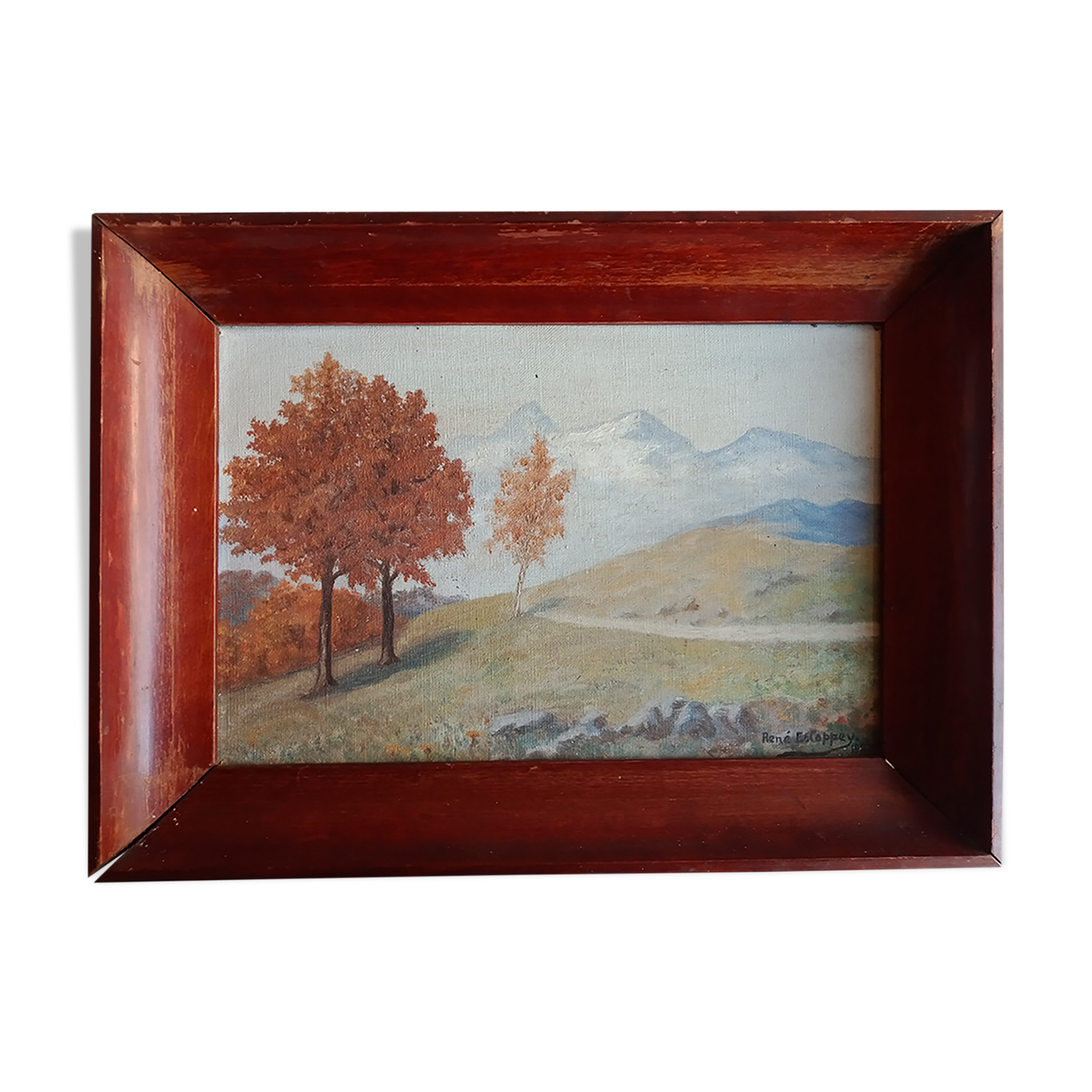 oil on canvas painting dated mountain landscape signed