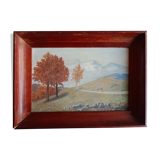 oil on canvas painting dated mountain landscape signed