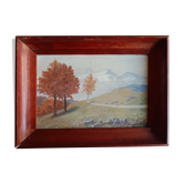 oil on canvas painting dated mountain landscape signed