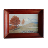 Tableau huile sur toile paysage de montagne daté signé