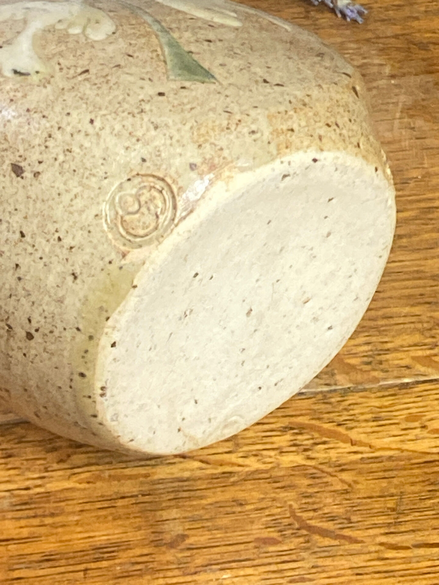 Glazed and decorated stoneware flower holder