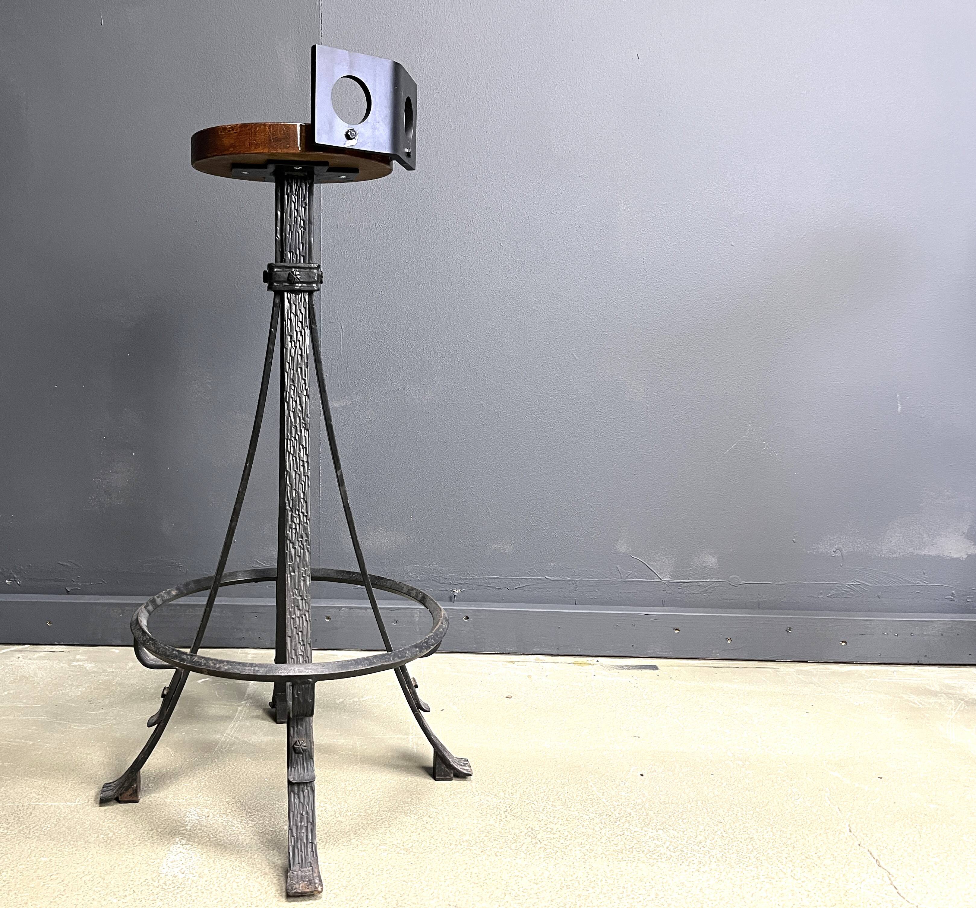 Vintage brutalist wrought iron bar stools, 1970s - set of 6