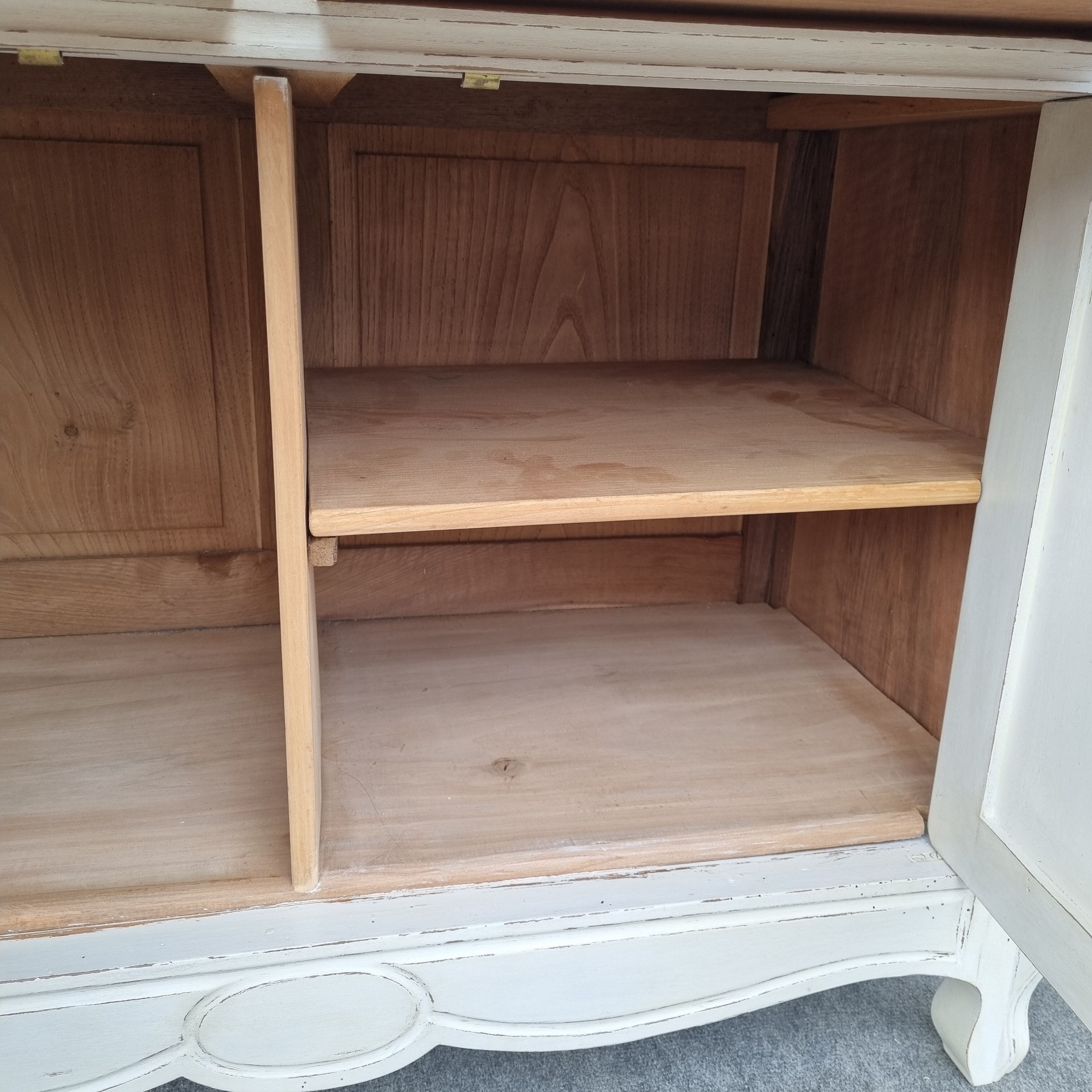 Patinated bathroom cabinet with marble 1940s