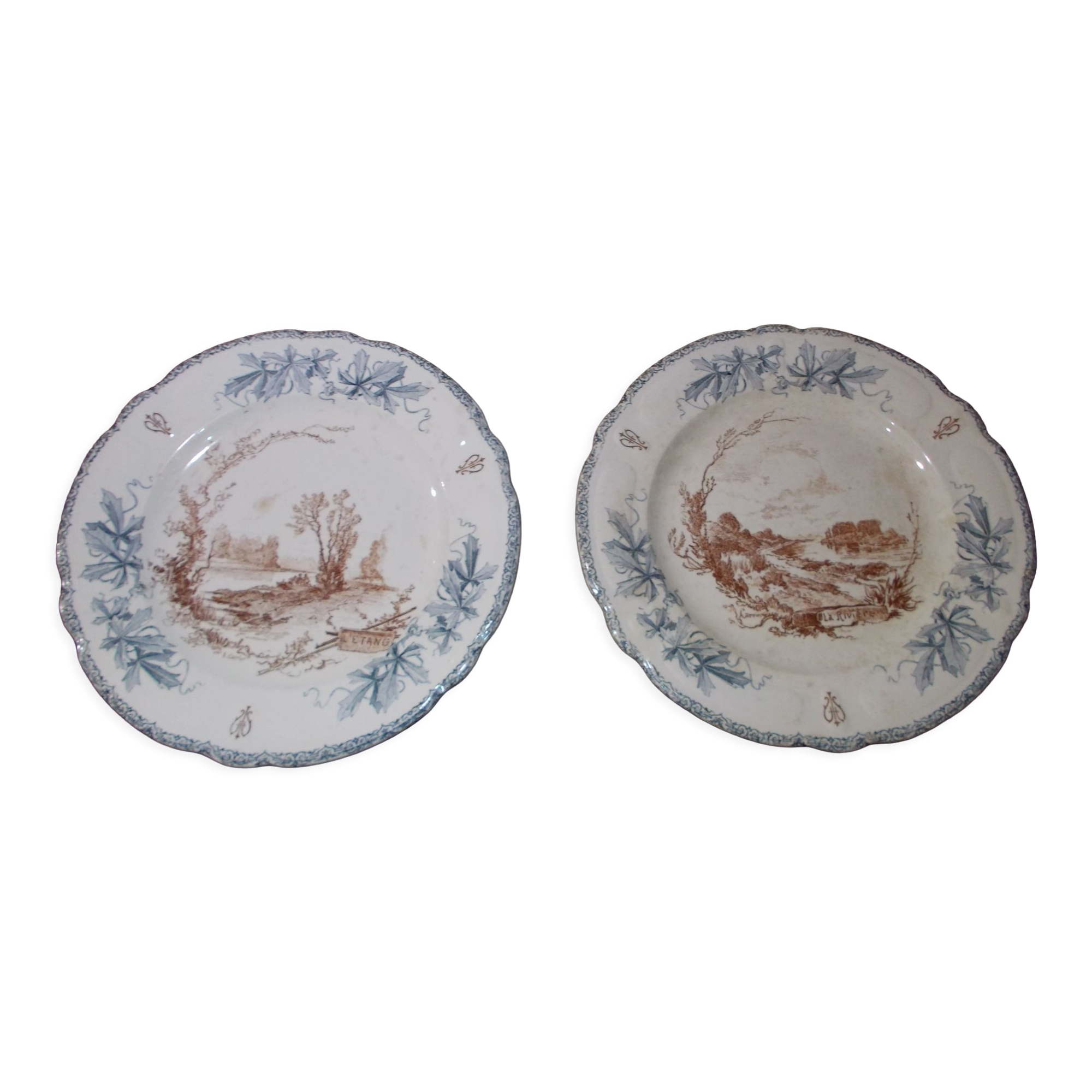 2 plates faience Choisy le Roi Louis XIII