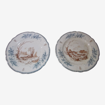 2 assiettes faience Choisy le Roi Louis XIII