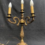 Vintage French Bronze and Brass Table Lamp: Louis XVI Style, 4-Branch C1950