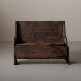Alpine larch wood storage bench, Folk Art, Piedmont, 19th century