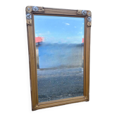Miroir doré en bois Art Deco ancien