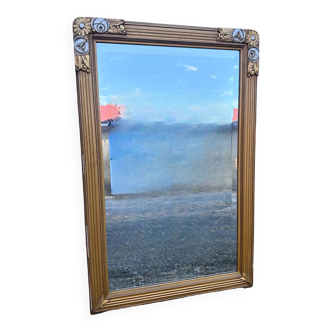 Golden wooden mirror Old Art Deco