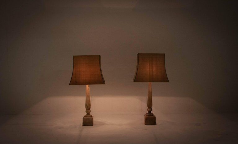 Two Marble Table Lamps