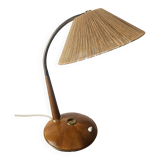 Rare table lamp Temde, teak and sisal, Switzerland, 1960s